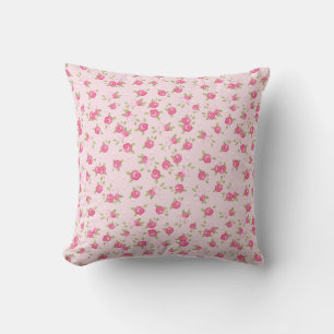 Pink Chic Vintage Floral Print Cushion