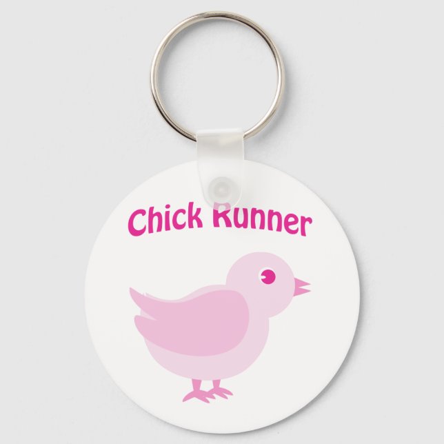 Pink Chick Runner Key Ring (Front)