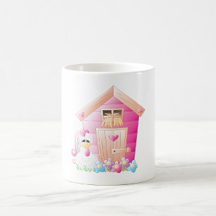 Pink Chicken Coop And Flowers Coffee Mug