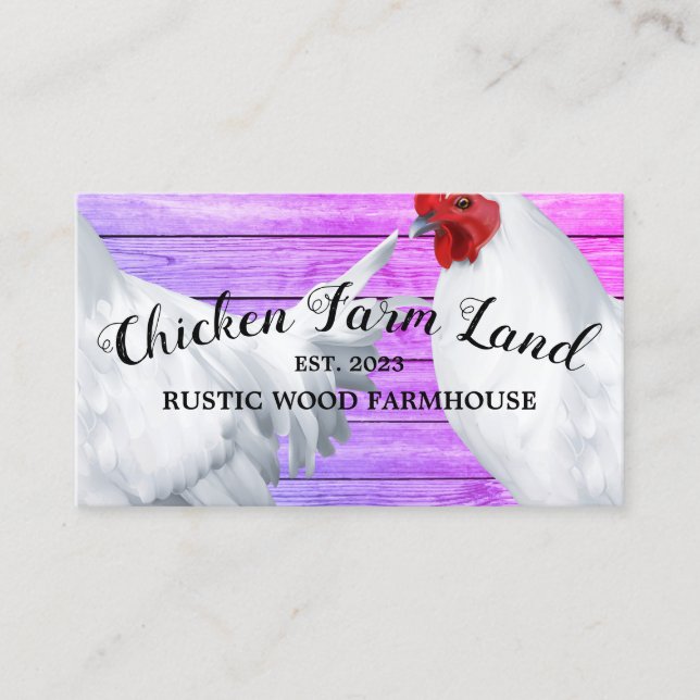 Pink Chicken Hen Rustic Organic Egg Farm Business Card (Front)