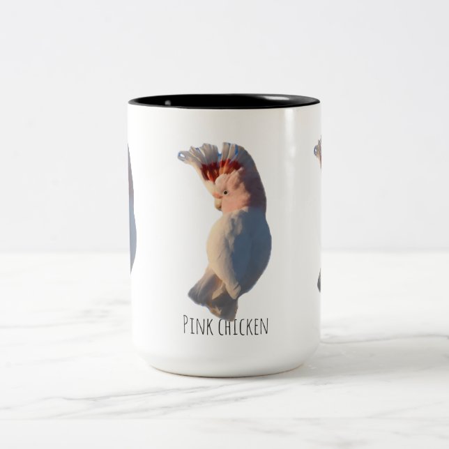 Pink chicken Two-Tone coffee mug (Center)