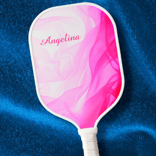 Pink Chiffon Abstract Elegant Chic Custom Name Pickleball Paddle