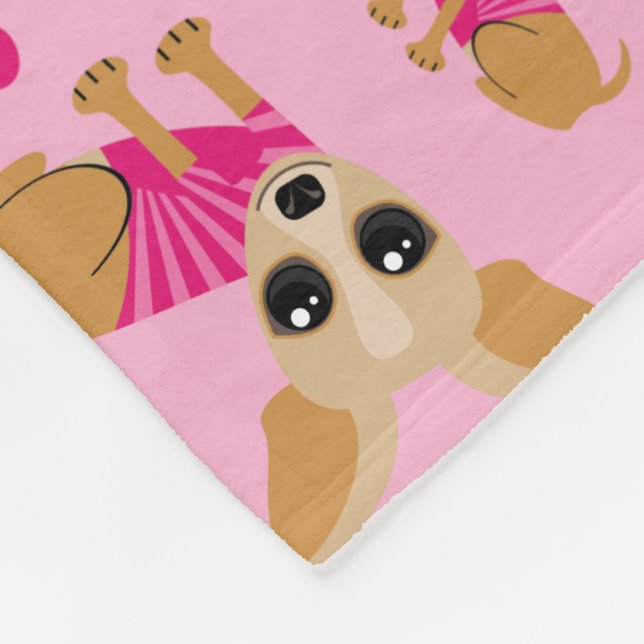 Pink Chihuahua Heart Pattern Fleece Blanket (Corner)