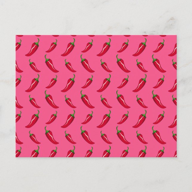 Pink chilli peppers pattern postcard (Front)