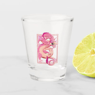 Pink Chinese Dragon Shot Glass