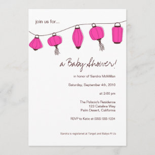 Pink Chinese Lantern Invitations, 5x7 Invitation