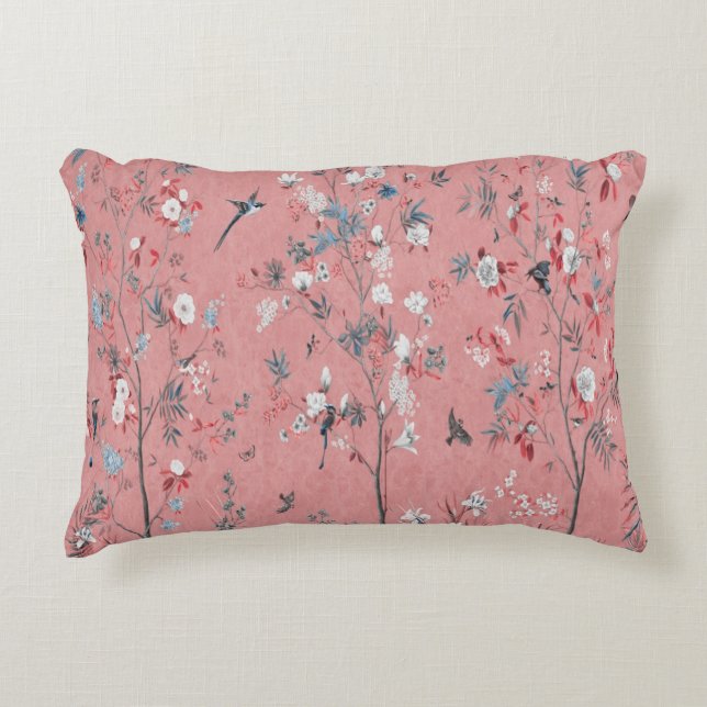 Pink Chinoiserie Accent Pillow (Front)