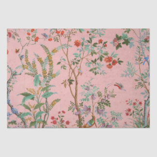 Pink Chinoiserie Bird Floral Decoupage Tissue Paper