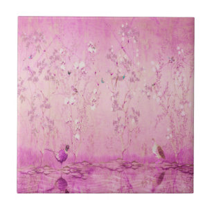 Pink Chinoiserie  Ceramic Tile