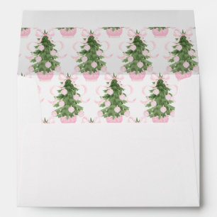 Pink Chinoiserie Christmas Tree Lined Envelope