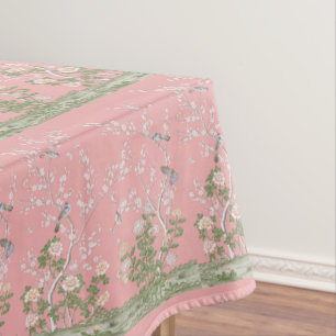 Pink Chinoiserie Cotton Dining Tablecloth