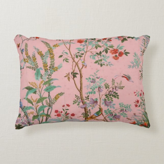 Pink Chinoiserie Decorative Cushion (Front)