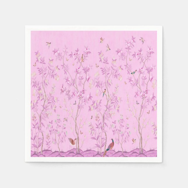 Pink Chinoiserie Decoupage Napkin (Front)