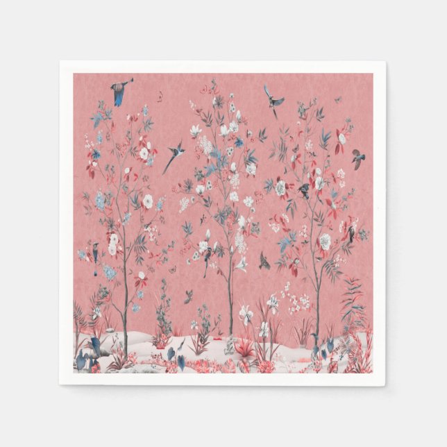 Pink Chinoiserie Decoupage Napkin (Front)