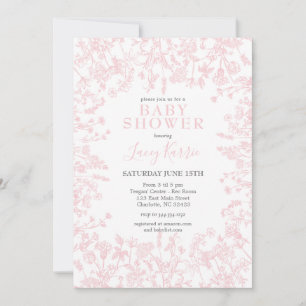Pink Chinoiserie Floral Baby Shower Invitation,  Invitation