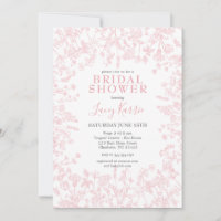 Pink Chinoiserie Floral Bridal Shower Invitation,