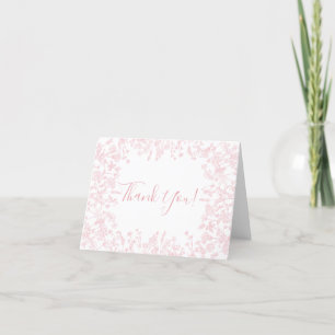 Pink Chinoiserie Floral Bridal Shower Invitation,  Thank You Card