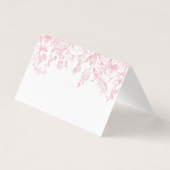 Pink Chinoiserie Floral Place Card Table Decor (Front)