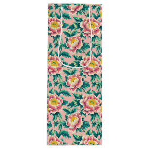 Pink Chinoiserie Floral Wine Gift Bag