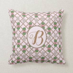 Pink Chinoiserie Ginger Jar Jars Topiary Basket Cushion