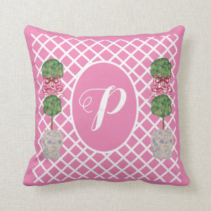 Pink Chinoiserie Ginger Jar Jars Topiary Basket Th Cushion