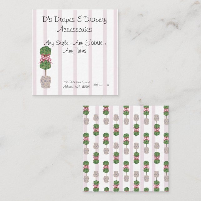 Pink Chinoiserie Ginger Jar Jars Topiary  Square B Square Business Card (Front/Back)