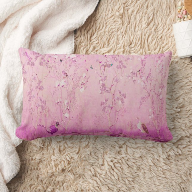 Pink Chinoiserie  Lumbar Cushion (Blanket)