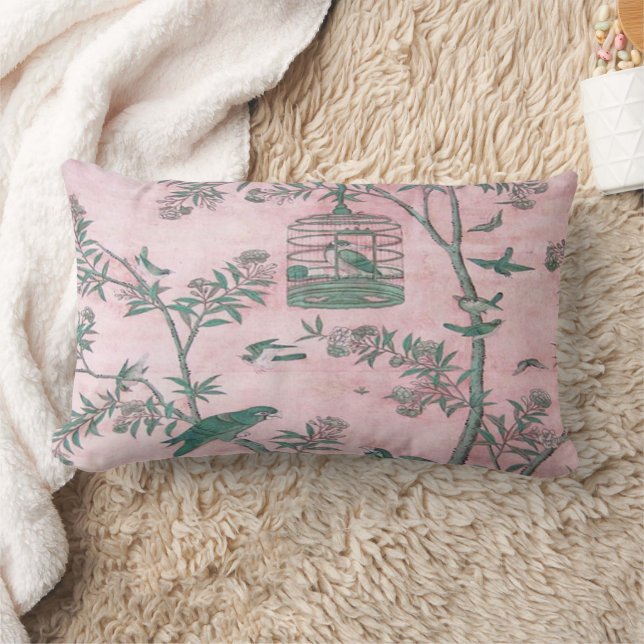 Pink Chinoiserie  Lumbar Cushion (Blanket)