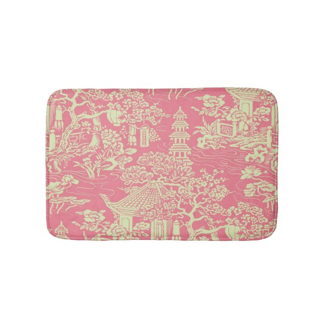 Pink Chinoiserie Modern Bath Mat (Front)