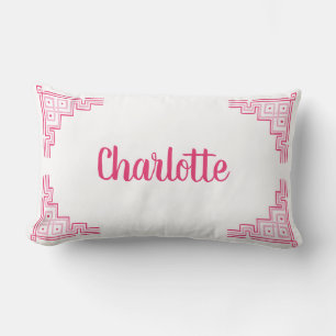 Pink Chinoiserie Name Lumbar Cushion