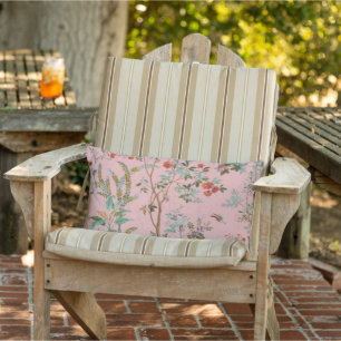Pink Chinoiserie Patio Outdoor Lumbar Cushion