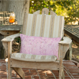 Pink Chinoiserie Patio Outdoor Lumbar Cushion
