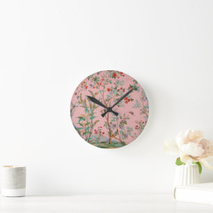 Pink Chinoiserie Round Clock