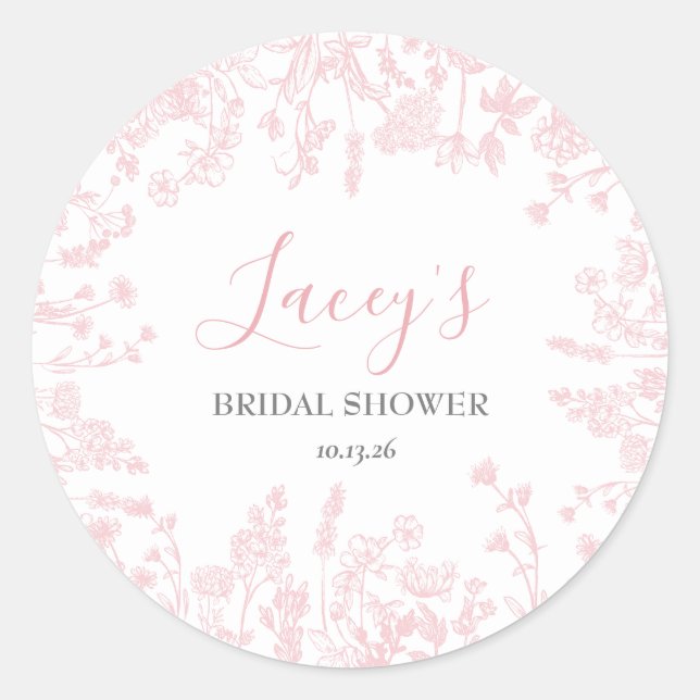 Pink Chinoiserie shower stickers (Front)