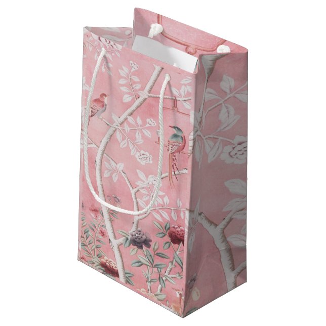 Pink Chinoiserie Small Gift Bag (Back Angled)