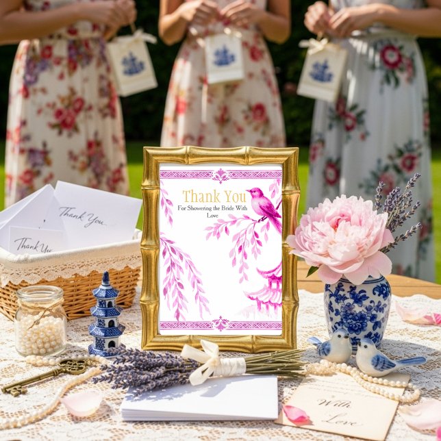 Pink Chinoiserie "Thank You"   Sign Invitation (Pink Chinoiserie "Thank You" Sign)