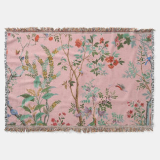 Pink Chinoiserie Throw Blanket