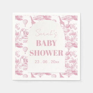 Pink Chinoiserie Toile de Jouy Baby Shower Napkin