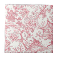 Pink Chinoiserie Toile Dragon Cherry Blossom