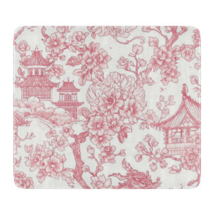 Pink Chinoiserie Toile Dragon Cherry Blossom Cutting Board
