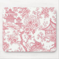 Pink Chinoiserie Toile Dragon Cherry Blossom