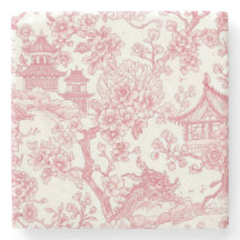 Pink Chinoiserie Toile Dragon Cherry Blossom