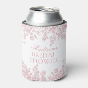 Pink Chinoiserie Vintage Floral Bridal Shower Can Cooler