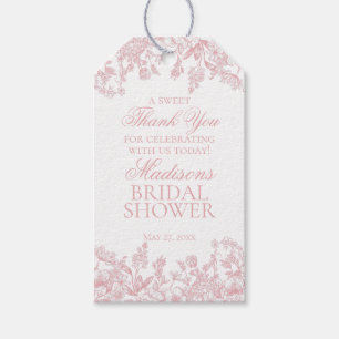 Pink Chinoiserie Vintage Floral Bridal Shower Gift Tags