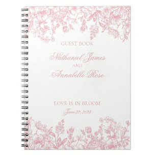 Pink Chinoiserie Vintage Floral Wedding Guest Book
