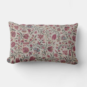 Pink Chintz Flowers Boho Cottagecore Lumbar Cushion