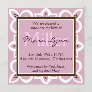 Pink, Chocolate and White Invitation