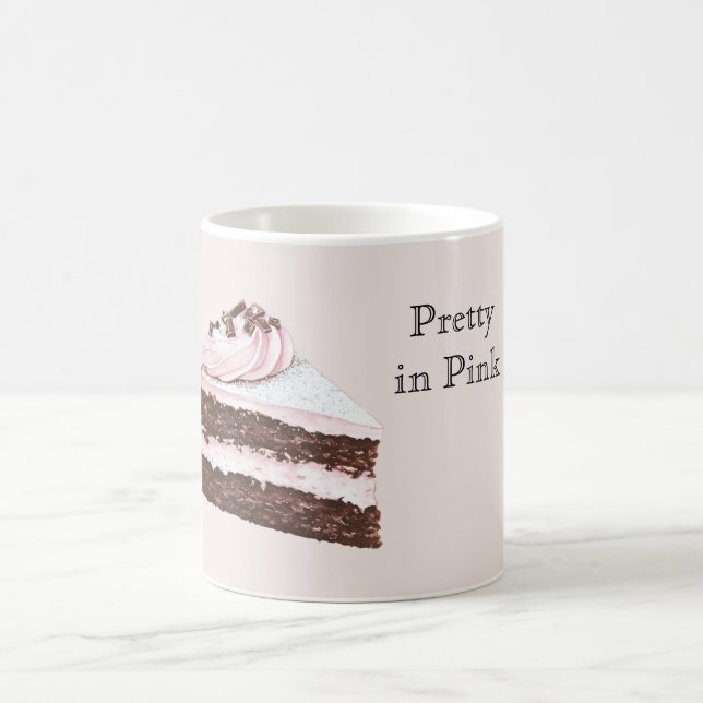 Pink Chocolate Cake Slice Coffee Mug (Center)