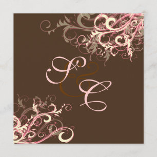 Pink Chocolate  Cream Swirls Wedding Invitations