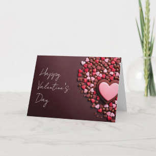 Pink chocolate hearts on dark ground Valentine's Card